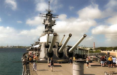 Battleships moored in Pearl Harbor