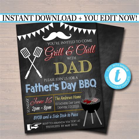 BBQ and Grill Father's Day Invitation Template