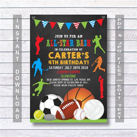 BBQ and Sports Birthday Template