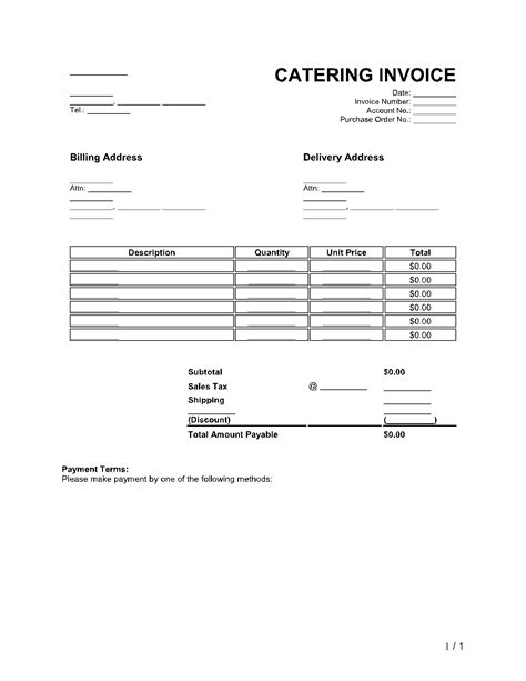 BBQ Catering Invoice Template with Payment Terms