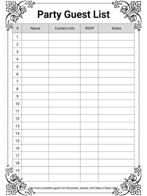 BBQ guest list template