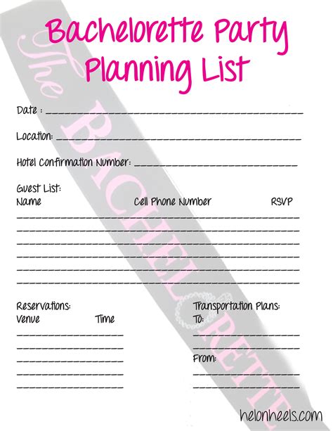 Beach Bachelorette Party Planning Template