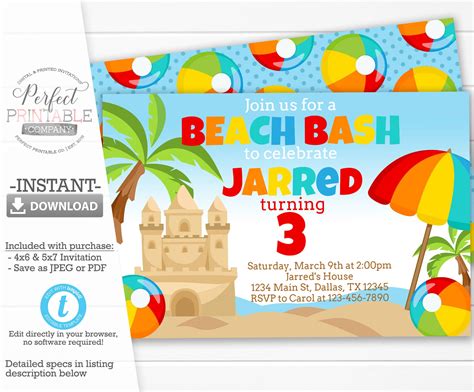 Beach Ball Invitation Template