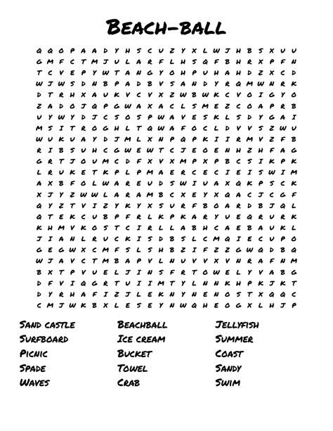 Beach Ball Word Search