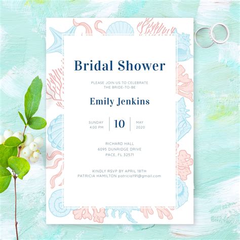 Beach Bridal Shower Invitation Templates