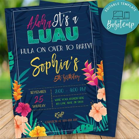 Beach Luau Party Invitations