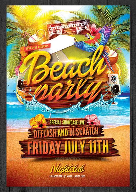 Beach Party Flyer Template Design