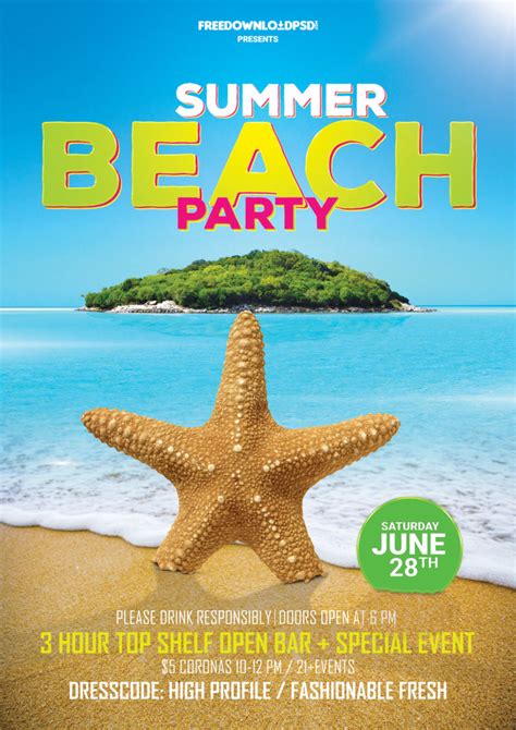 Beach Party Flyer Template Free Download Today