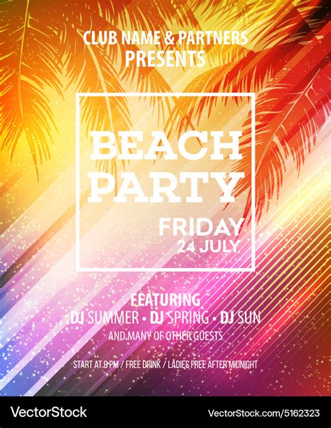 Beach Party Flyer Template Vector