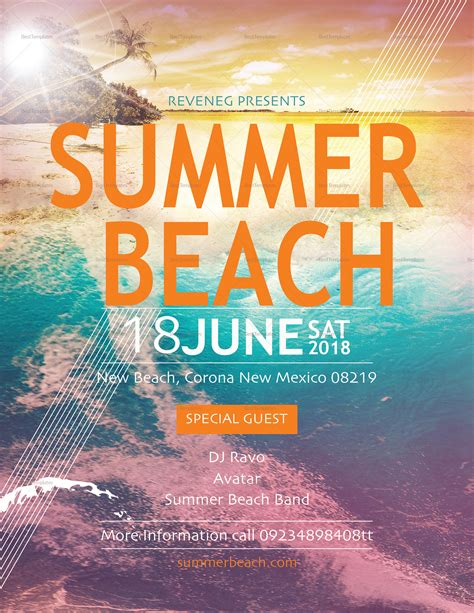 Beach Party Flyer Template Word