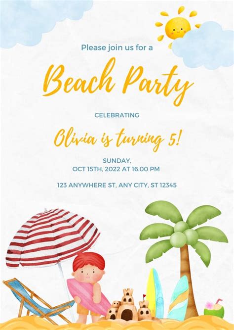 Beach Party Invitation Template