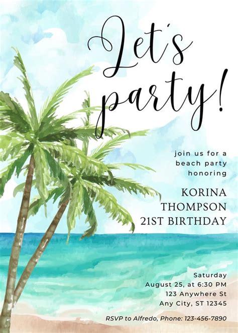 Beach Party Invitations