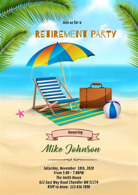 Beach Retirement Invitation