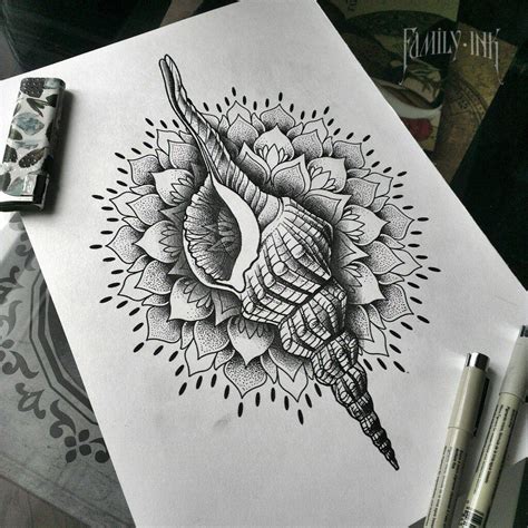 Beach shell mandala tattoo