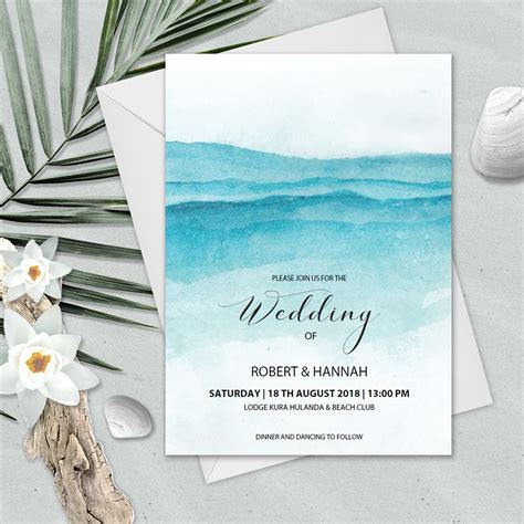 Beach Wedding Invitation Template