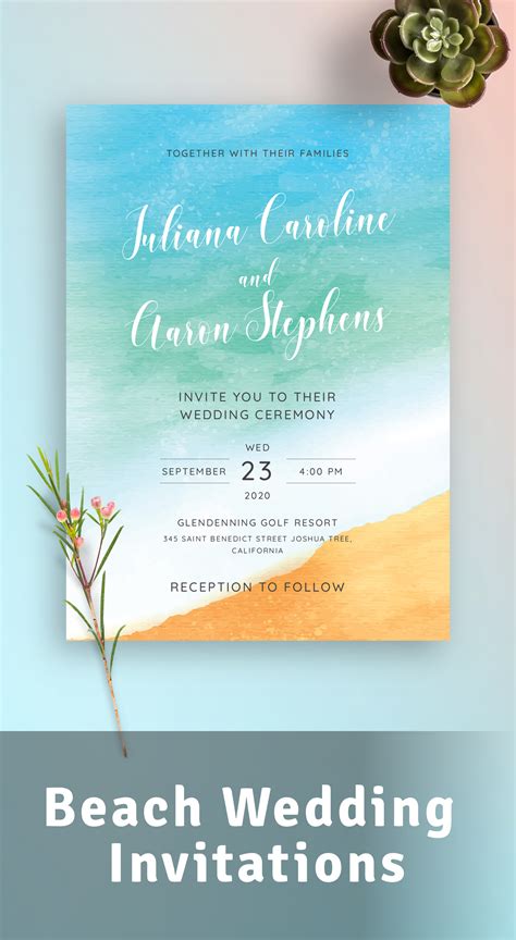 Beach Wedding Invitations Templates Free