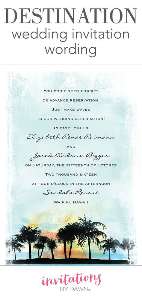 Beach Wedding Invitations Wording Examples