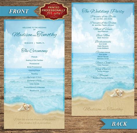 Beach Wedding Program