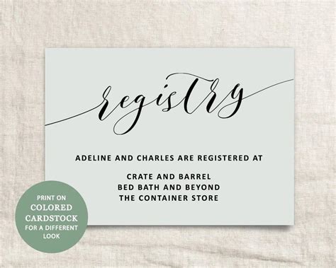 Beach Wedding Registry Card Template