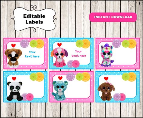 Beanie Boo Tag Printables