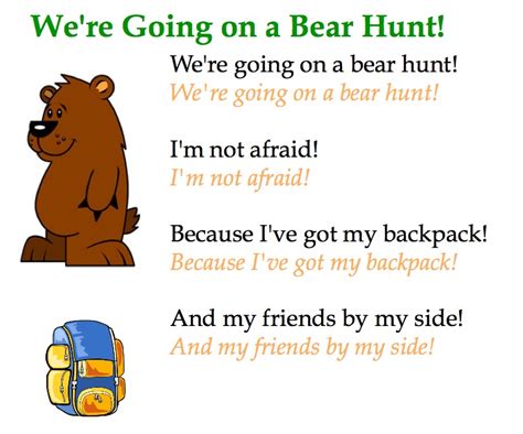 Bear Hunt Lyrics Printable for Kids