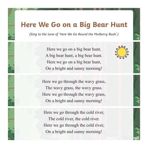 bear hunt lyrics printing ideas