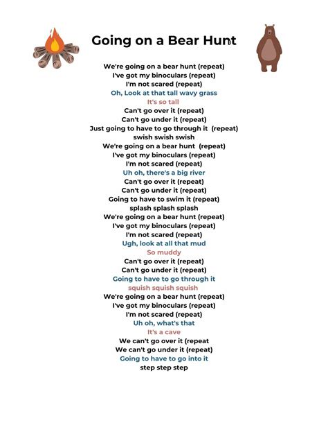 bear hunt lyrics templates