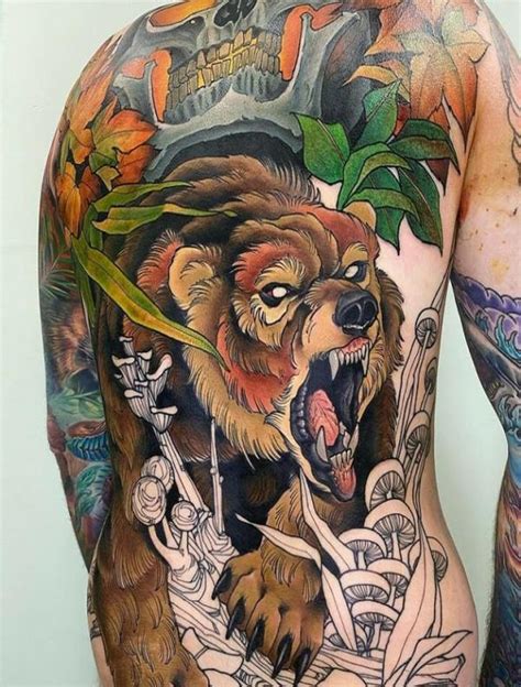 Bear tattoos on back