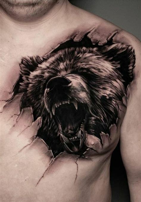 Bear tattoos on chest