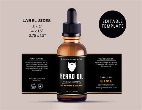 Beard oil label template design ideas