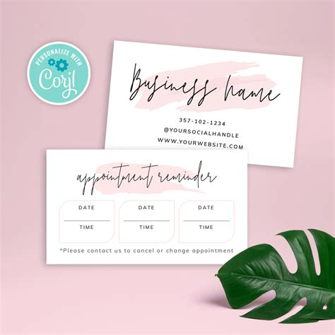 Beauty services appointment reminder card template