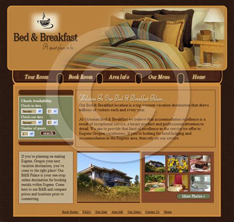 Bed and breakfast website templates gallery