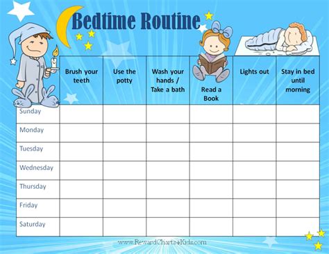 Bedtime routine example