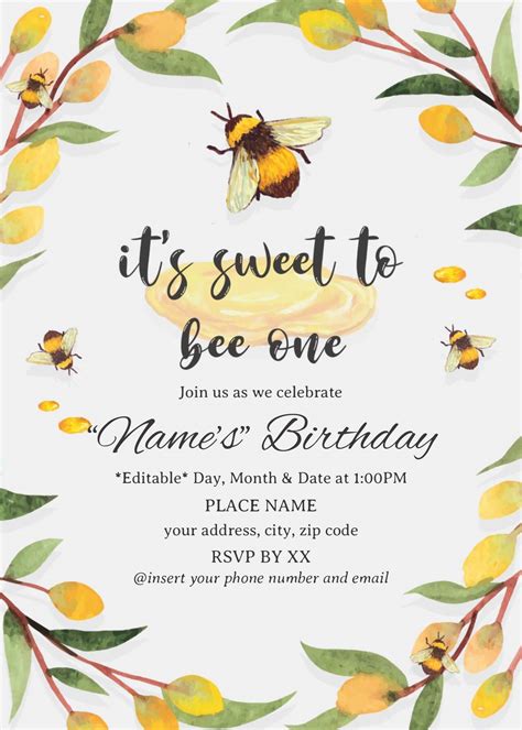 Bee Honeycomb Invitation Template