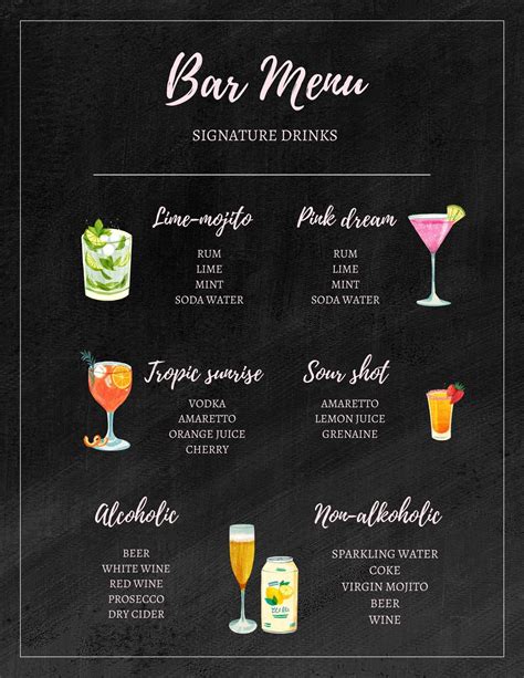 Beer Barrel Drink Menu Ideas