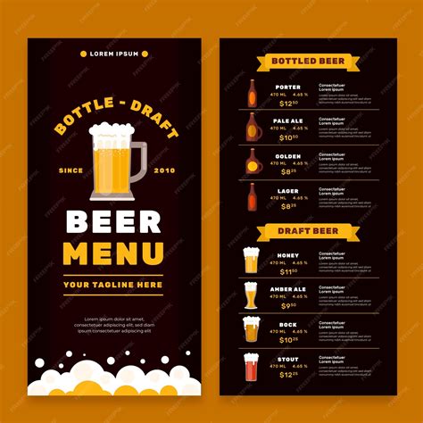 Beer Menu Template in Word Format