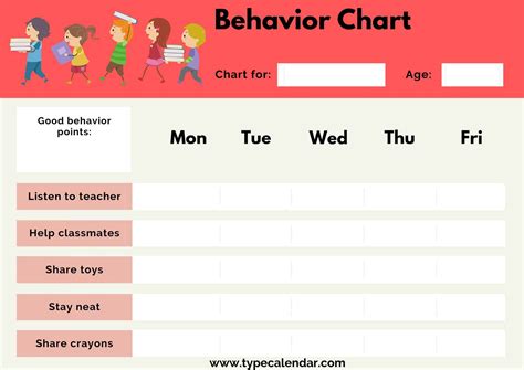 Behavior Chart Template Free