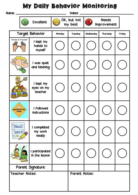 Behavior Charts for School