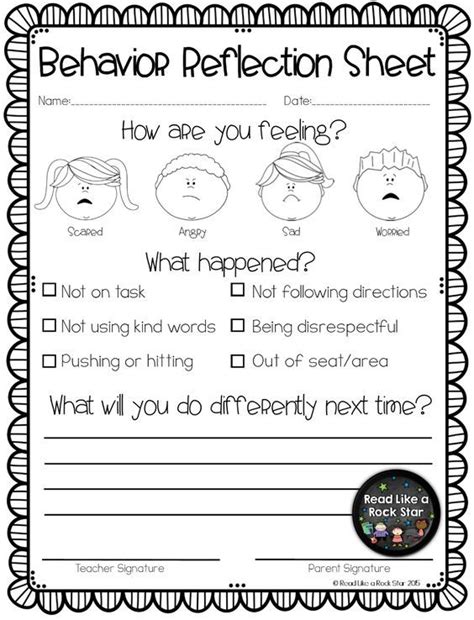 Benefits of using printable behavior reflection sheets