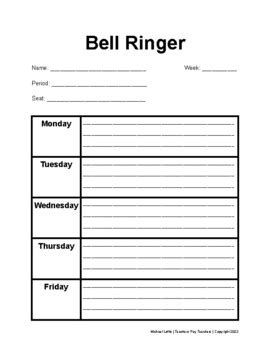 Bell Ringer Template for Educators and Teachers