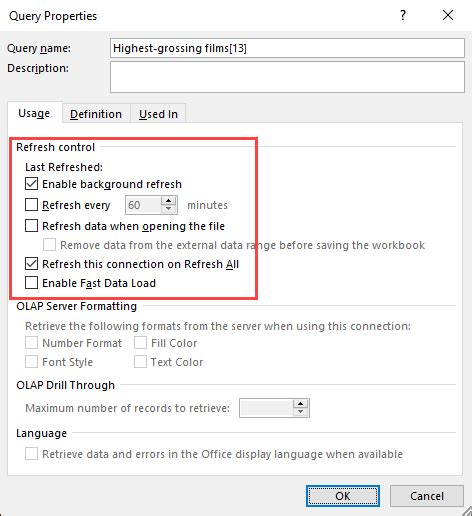 Benefits of Background Refresh Excel