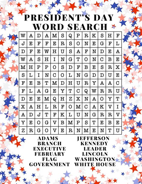 Benefits of Using Presidents Day Word Search Printables