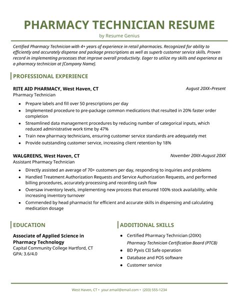 Benefits of Using a Pharmacy Technician Resume Template