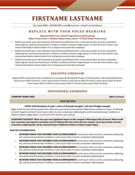 Benefits of using executive resume template