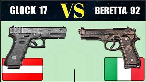 Beretta and Glock pistols side by side