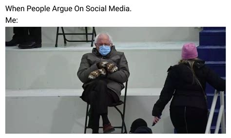 Bernie meme on different social media platforms