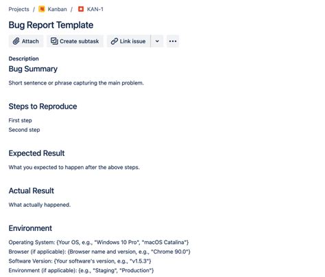 Best Bug Report Template Jira with Attachments