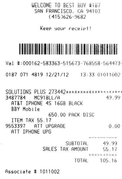 Best Buy Receipt Template Serial Numbers Example 2