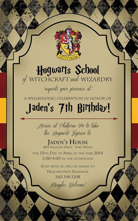 Best Harry Potter Birthday Party Invitation Template