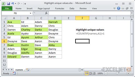 Best Practices for Highlighting Unique Values in Excel